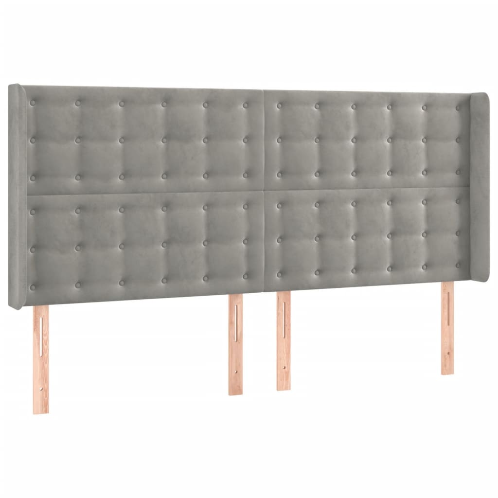Testiera ad Orecchio Grigio Chiaro 183x16x118/128 cm in Velluto