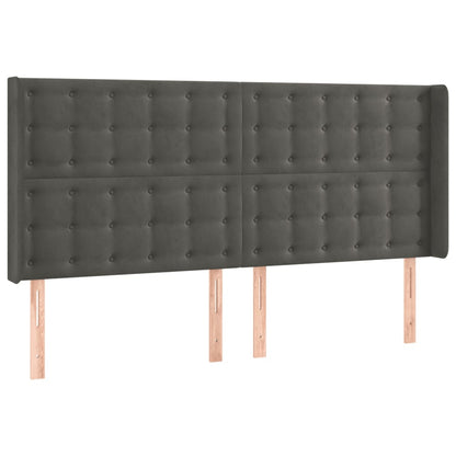 Testiera ad Orecchio GrigioScuro 183x16x118/128 cm in Velluto