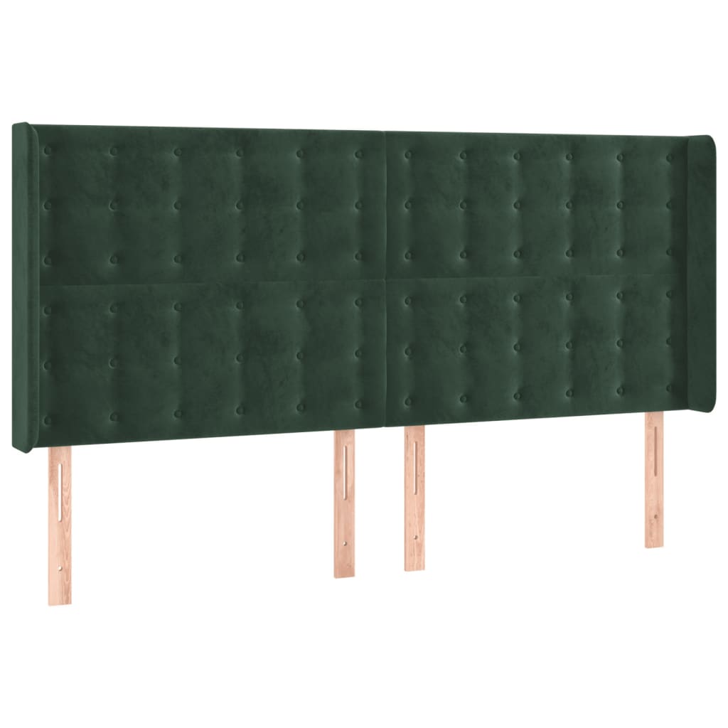 Testiera ad Orecchio Verde Scuro 183x16x118/128 cm in Velluto
