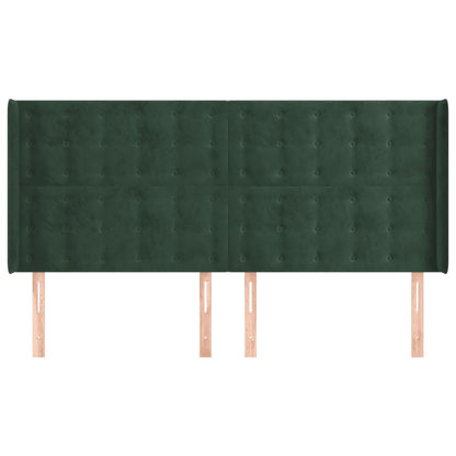 Testiera ad Orecchio Verde Scuro 183x16x118/128 cm in Velluto