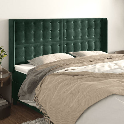 Testiera ad Orecchio Verde Scuro 183x16x118/128 cm in Velluto