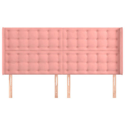 Testiera ad Orecchio Rosa 183x16x118/128 cm in Velluto