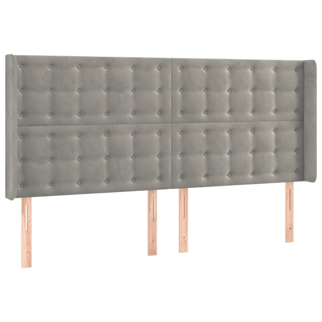 Testiera ad Orecchio Grigio Chiaro 203x16x118/128 cm in Velluto