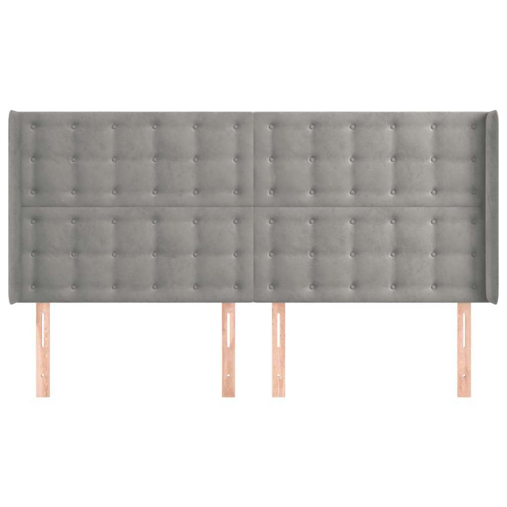 Testiera ad Orecchio Grigio Chiaro 203x16x118/128 cm in Velluto