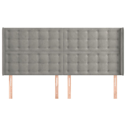 Testiera ad Orecchio Grigio Chiaro 203x16x118/128 cm in Velluto