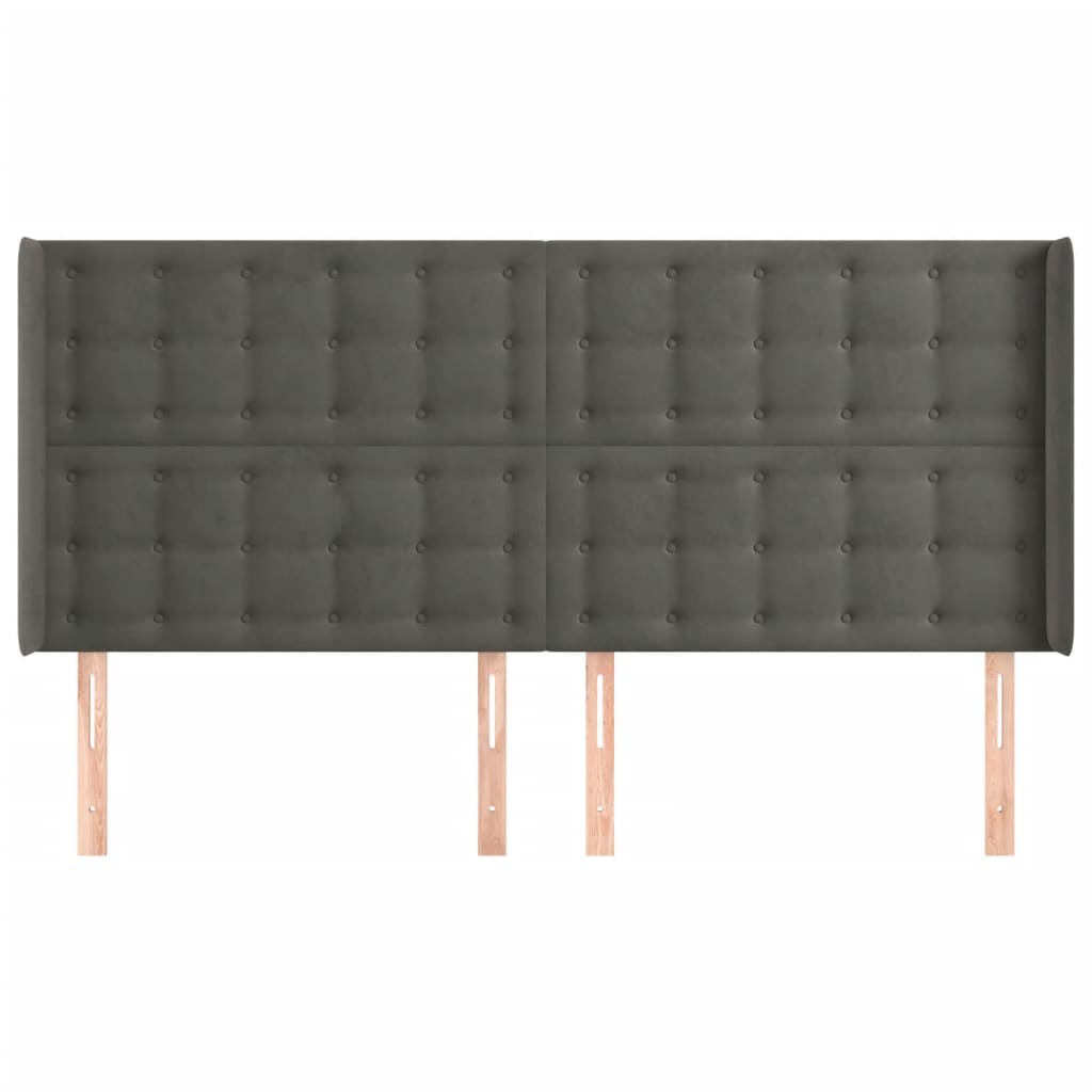 Testiera ad Orecchio GrigioScuro 203x16x118/128cm in Velluto