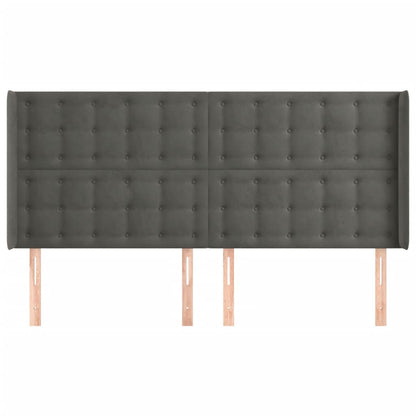 Testiera ad Orecchio GrigioScuro 203x16x118/128cm in Velluto