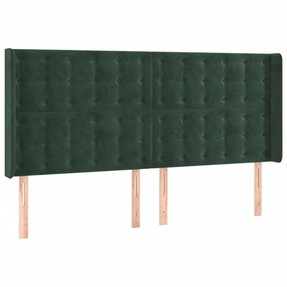 Testiera ad Orecchio Verde Scuro 203x16x118/128 cm in Velluto