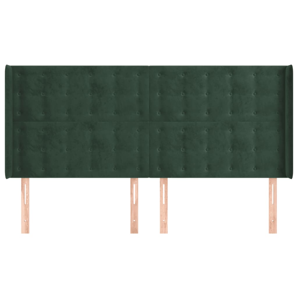 Testiera ad Orecchio Verde Scuro 203x16x118/128 cm in Velluto