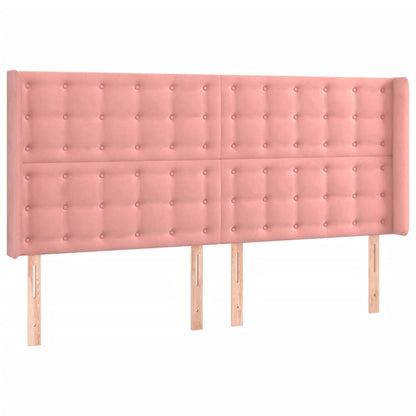 Testiera ad Orecchio Rosa 203x16x118/128 cm in Velluto