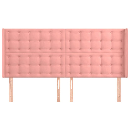Testiera ad Orecchio Rosa 203x16x118/128 cm in Velluto