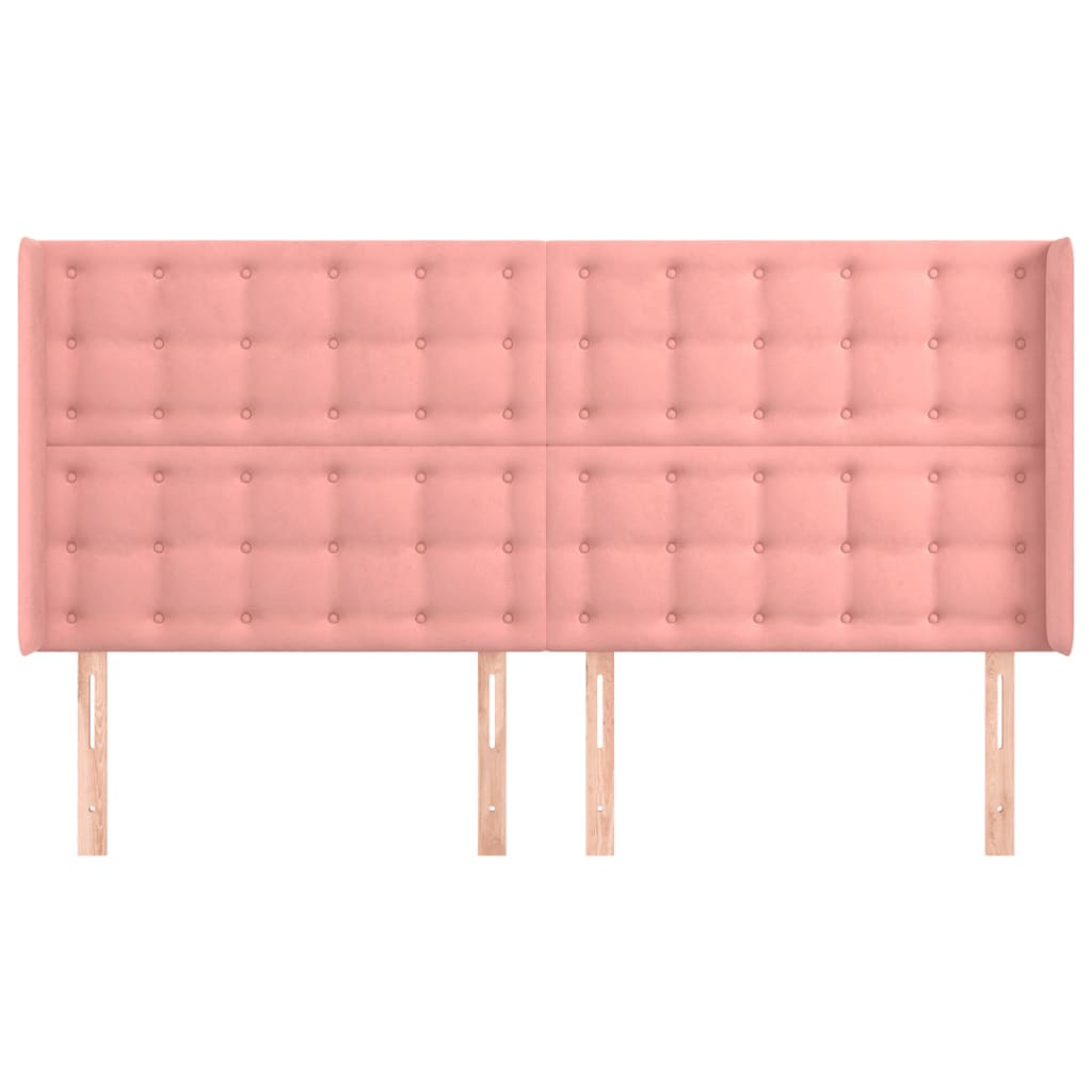 Testiera ad Orecchio Rosa 203x16x118/128 cm in Velluto