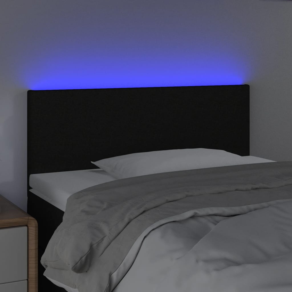 Testiera a LED Nera 90x5x78/88 cm in Tessuto