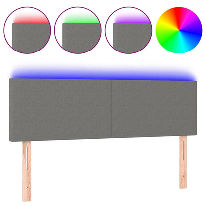 Testiera a LED Grigio Scuro 144x5x78/88 cm in Tessuto