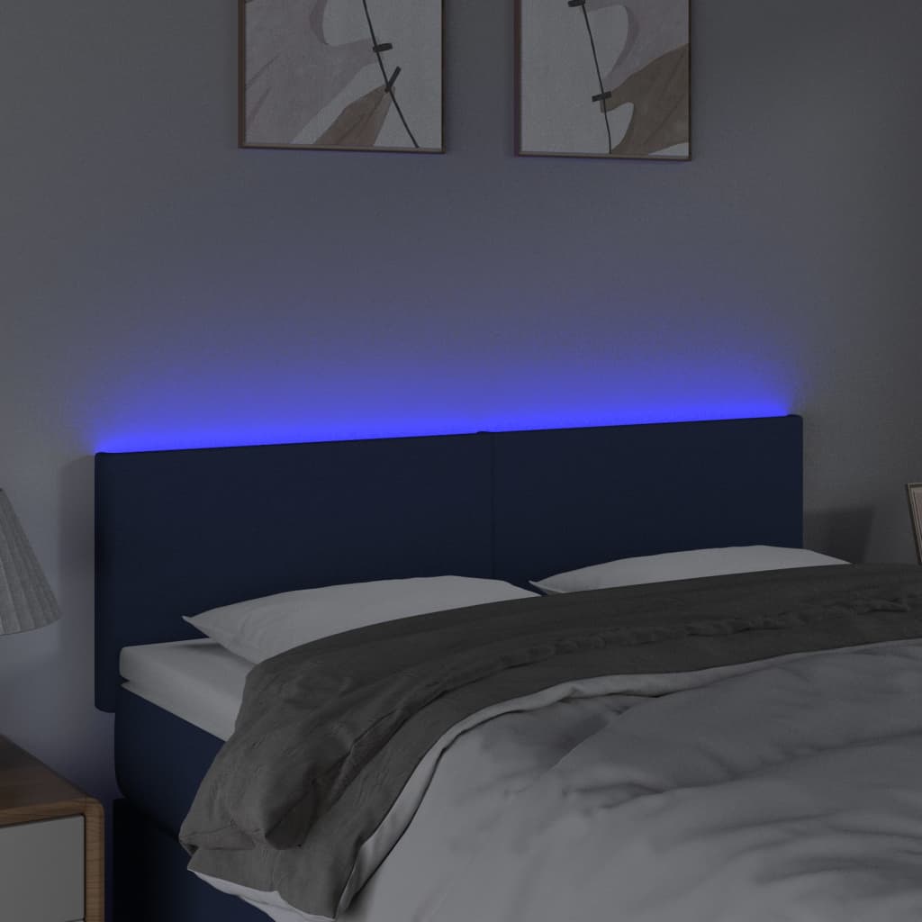Testiera a LED Blu 144x5x78/88 cm in Tessuto
