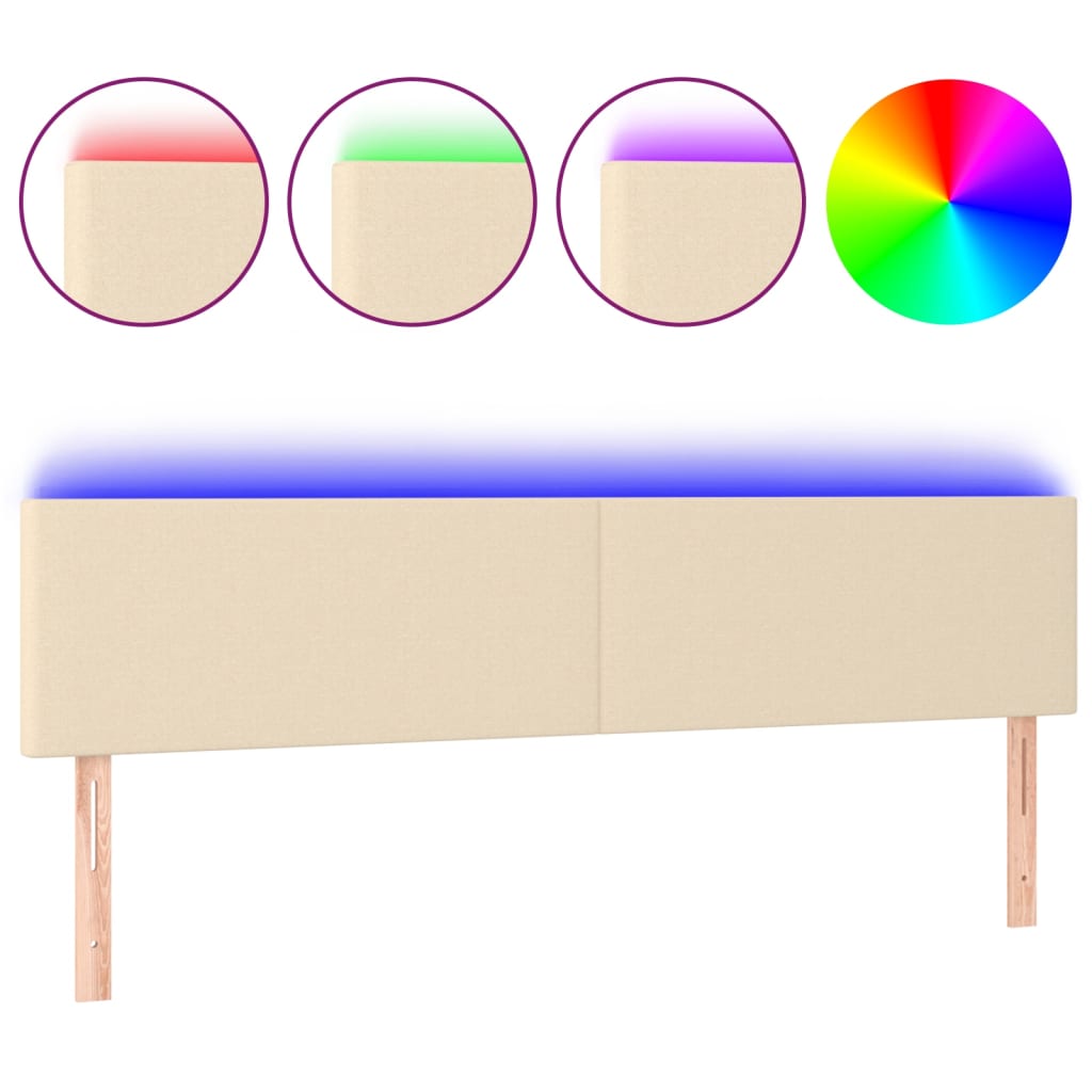 Testiera a LED Crema 200x5x78/88 cm in Tessuto