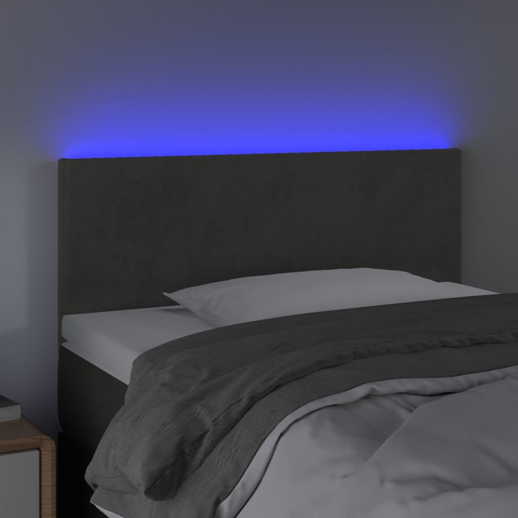 Testiera a LED Grigio Scuro 90x5x78/88 cm in Velluto