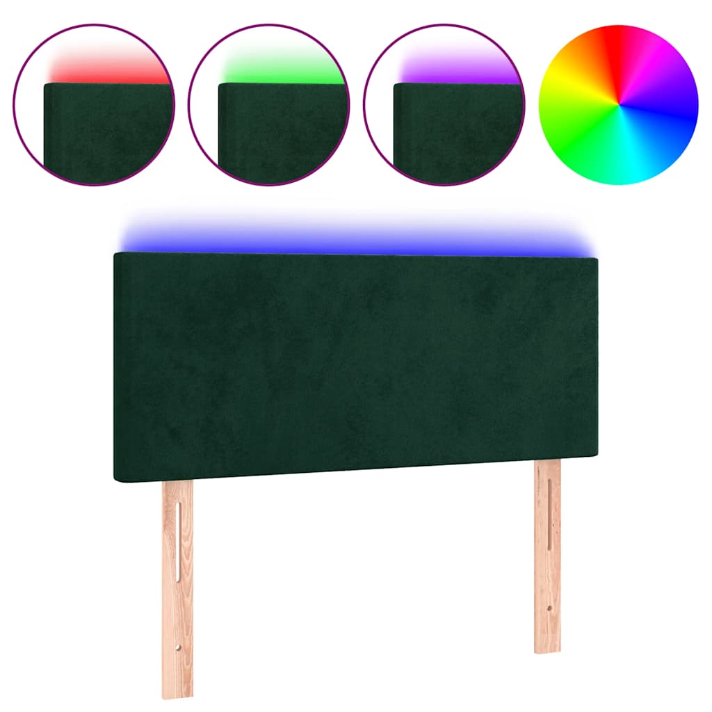 Testiera a LED Verde scuro 90x5x78/88 cm in Similpelle