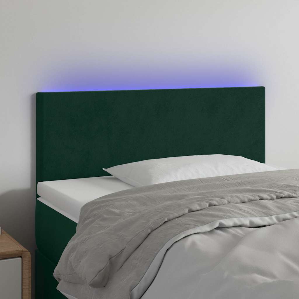Testiera a LED Verde scuro 90x5x78/88 cm in Similpelle