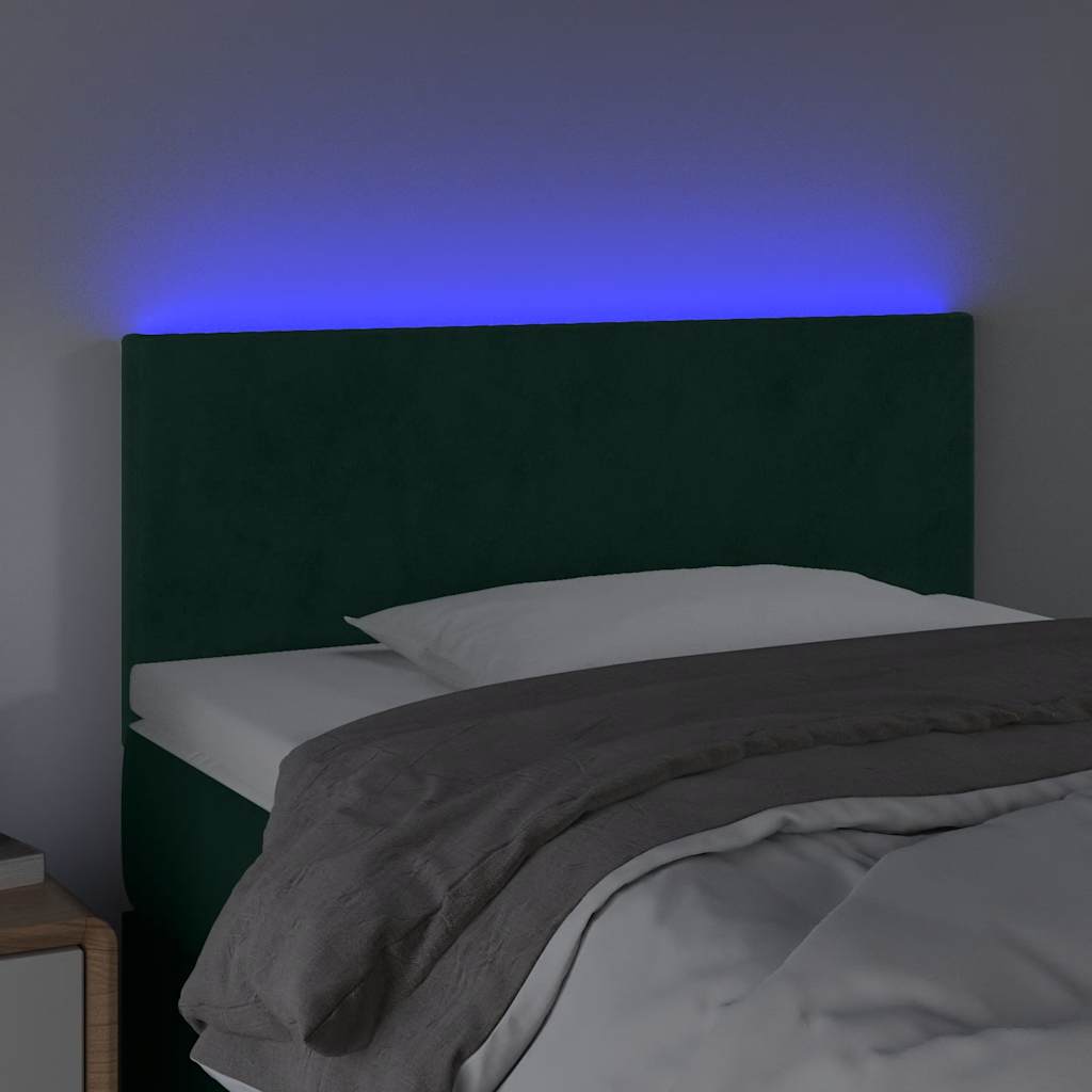 Testiera a LED Verde Scuro 100x5x78/88 cm in Velluto