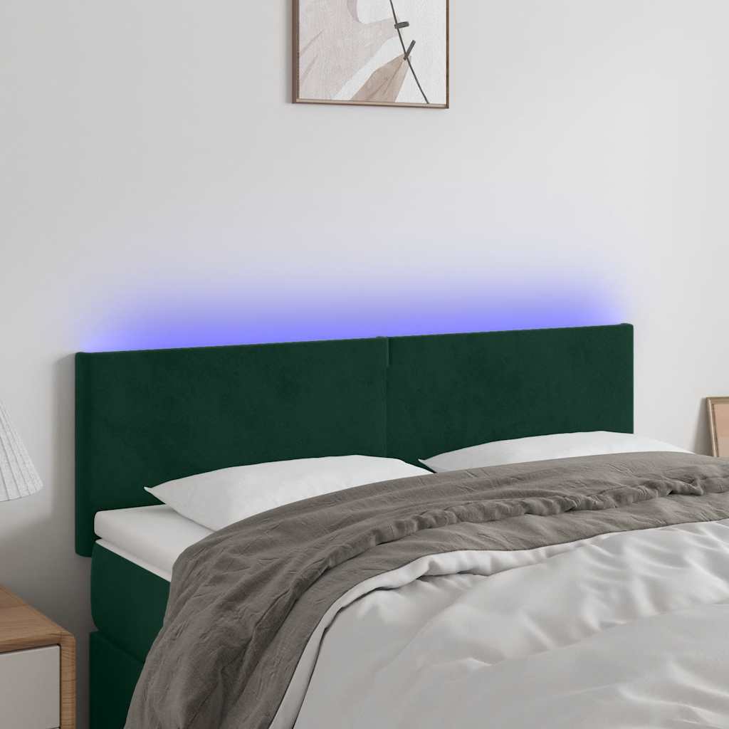 Testiera a LED Verde Scuro 144x5x78/88 cm in Velluto