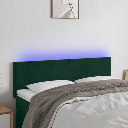 Testiera a LED Verde Scuro 144x5x78/88 cm in Velluto