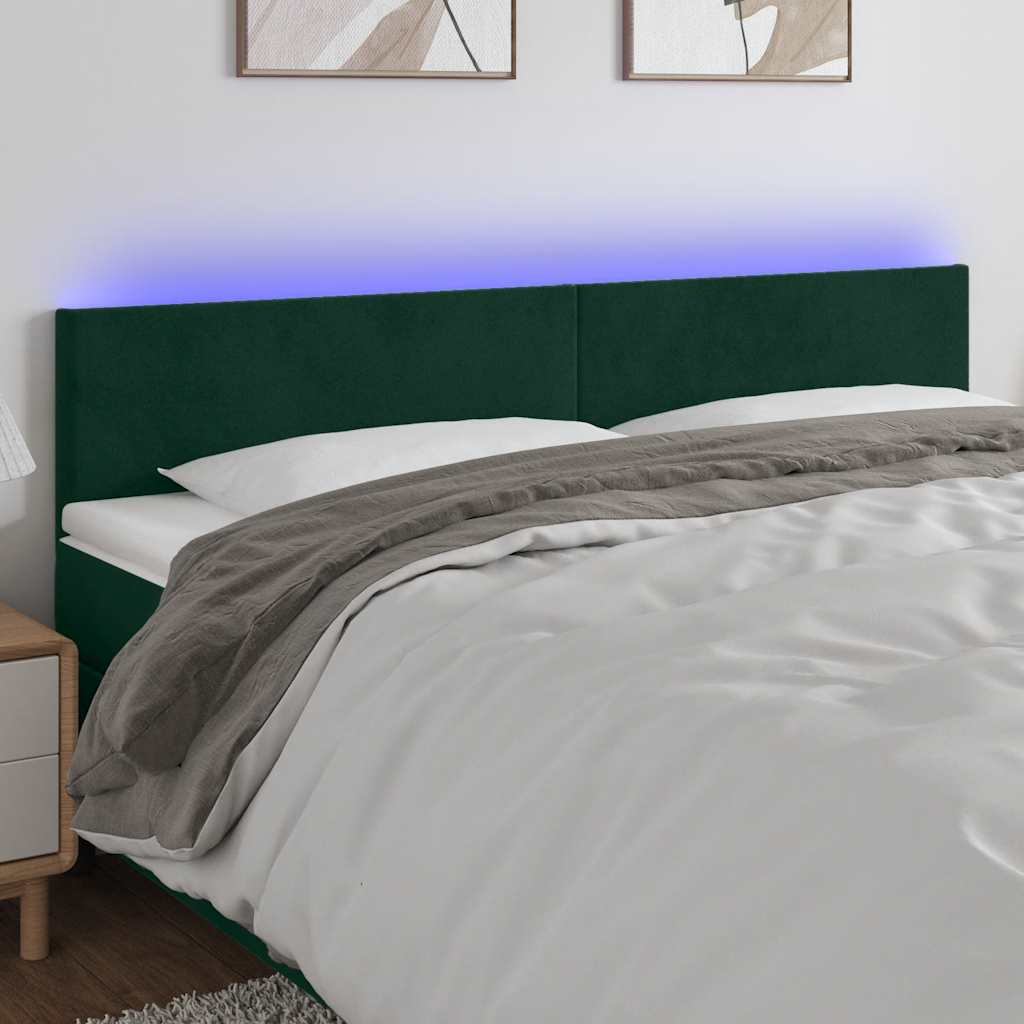 Testiera a LED Verde Scuro 160x5x78/88 cm in Velluto