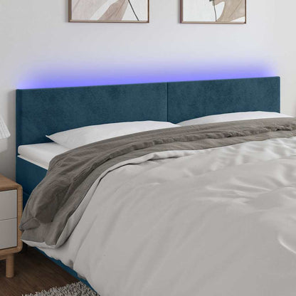 Testiera a LED Blu scuro 160x5x78/88 cm in Tessuto