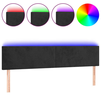 Testiera a LED Nera 180x5x78/88 cm in Velluto