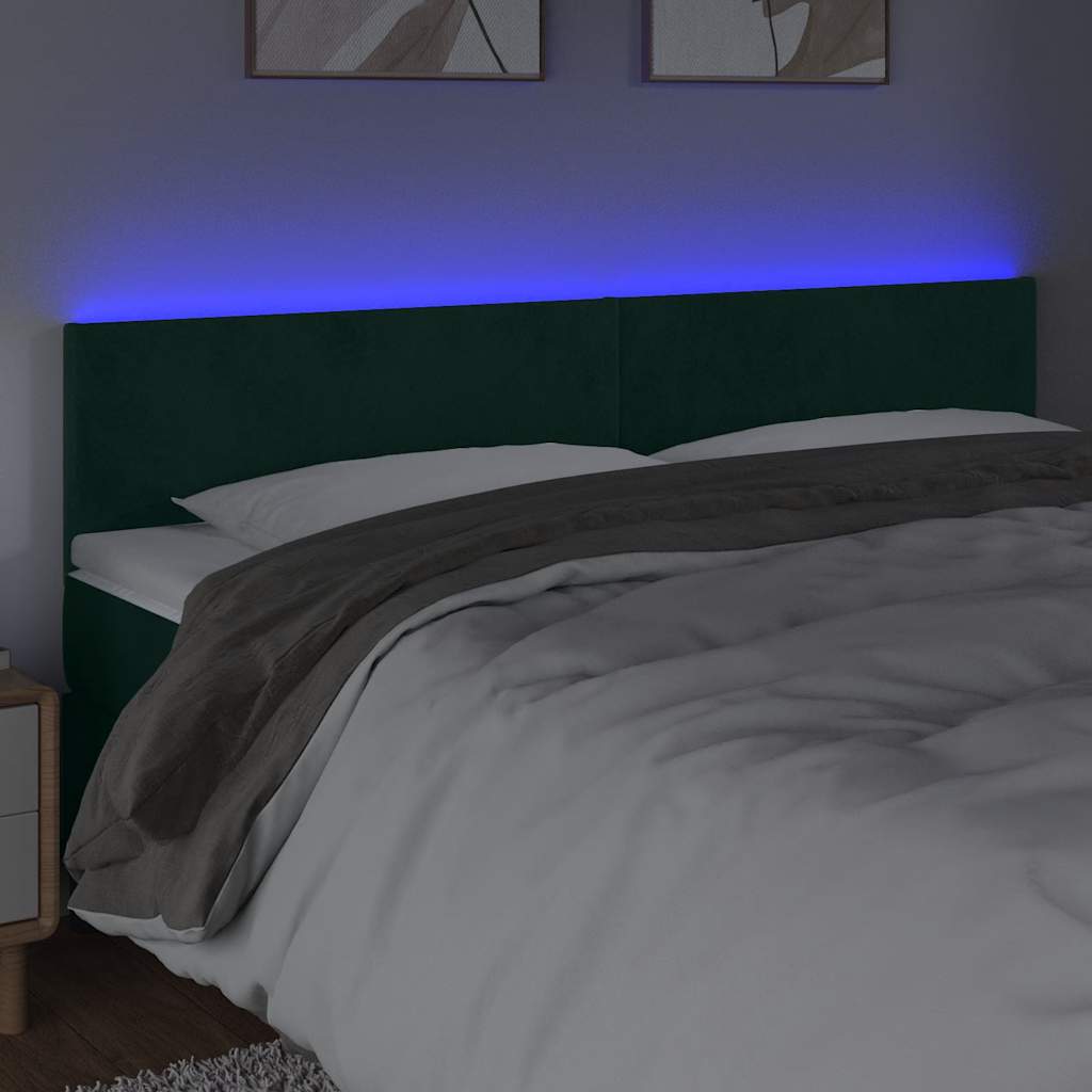 Testiera a LED Verde Scuro 180x5x78/88 cm in Velluto