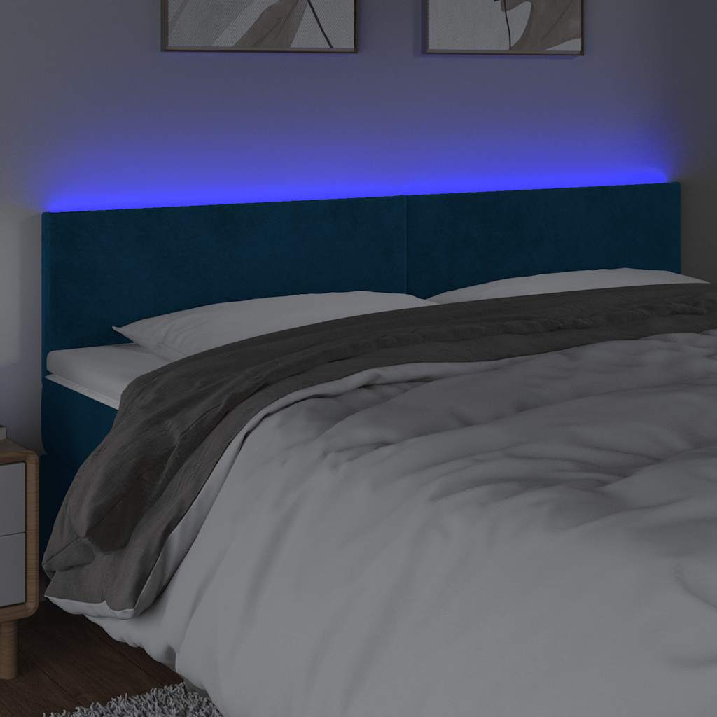 Testiera a LED Blu Scuro 180x5x78/88 cm in Velluto