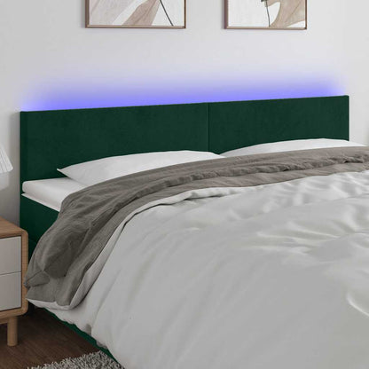 Testiera a LED Verde Scuro 200x5x78/88 cm in Velluto