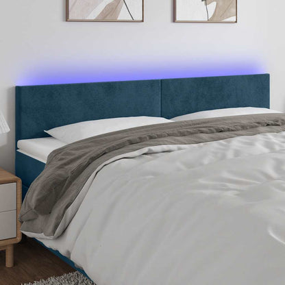 Testiera a LED Blu Scuro 200x5x78/88 cm in Velluto