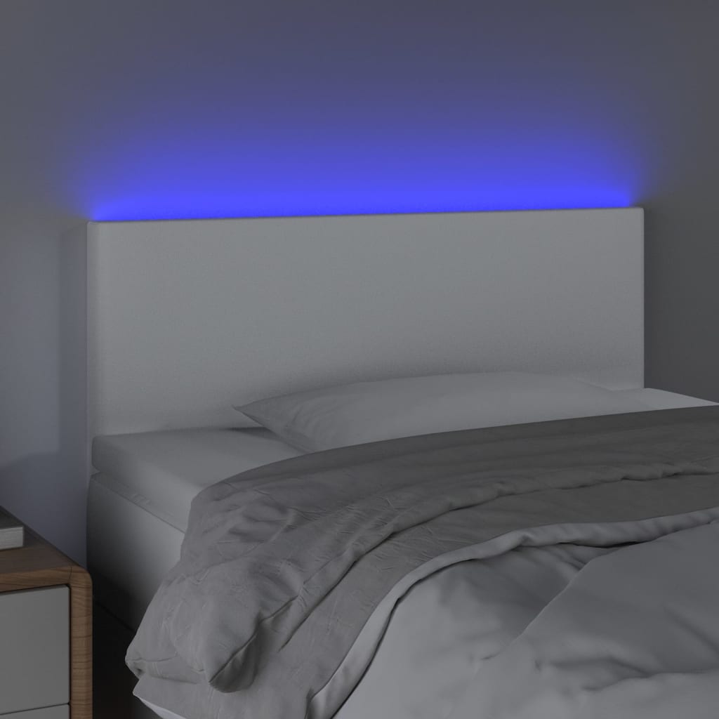 Testiera Bianca a LED 80x5x78/88 cm in Similpelle