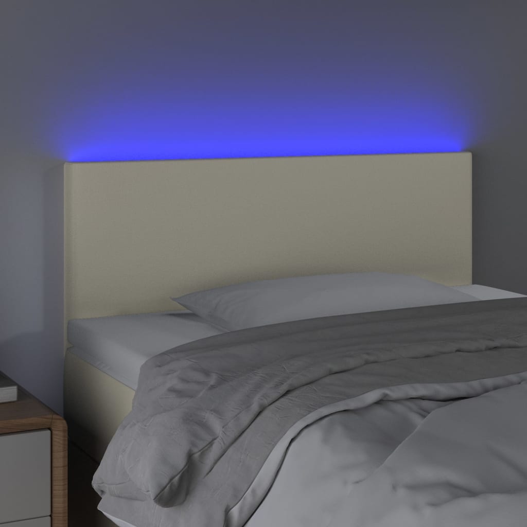 Testiera Crema a LED 80x5x78/88 cm in Similpelle
