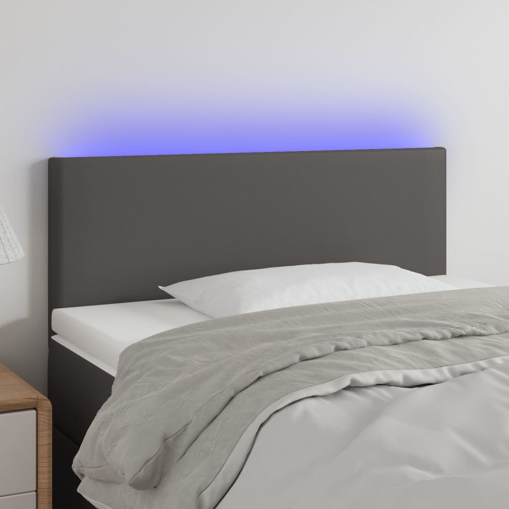Testiera Grigia a LED 80x5x78/88 cm in Similpelle