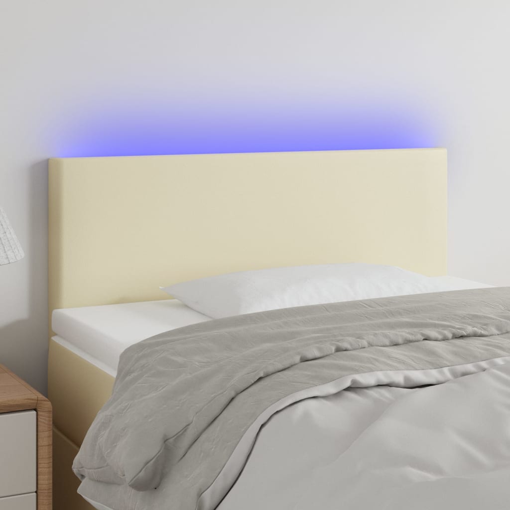Testiera Crema a LED 90x5x78/88 cm in Similpelle