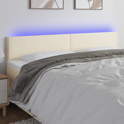 Testiera Crema a LED 160x5x78/88 cm in Similpelle
