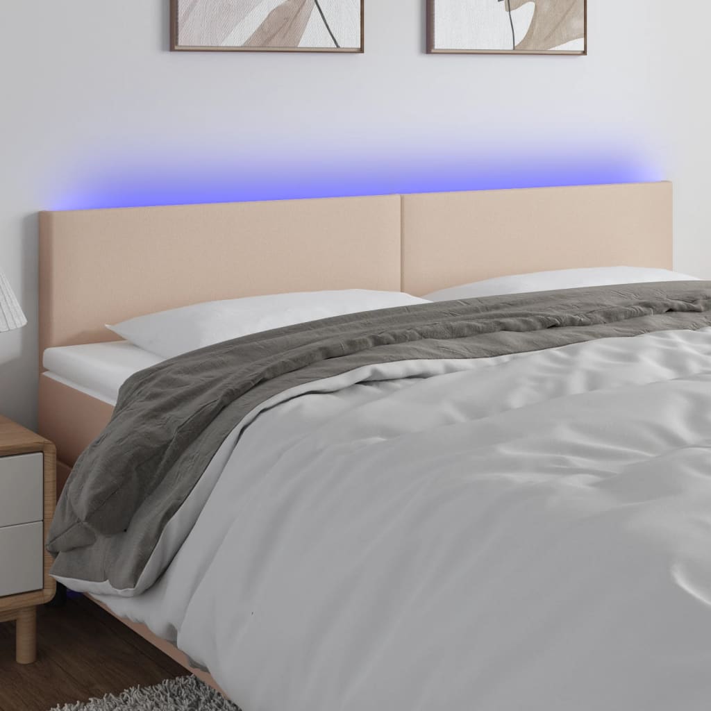 Testiera Cappuccino a LED 160x5x78/88 cm in Similpelle