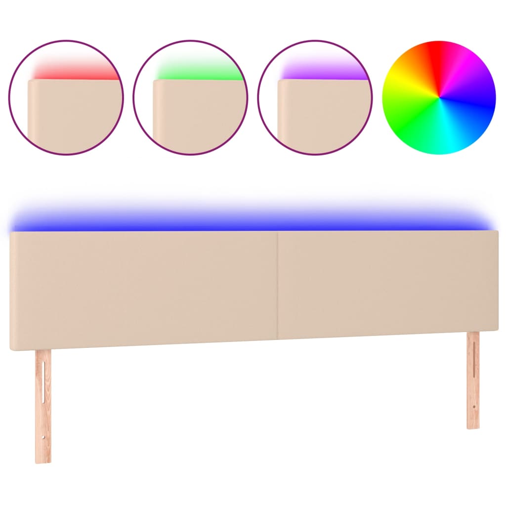 Testiera Cappuccino a LED 180x5x78/88 cm in Similpelle