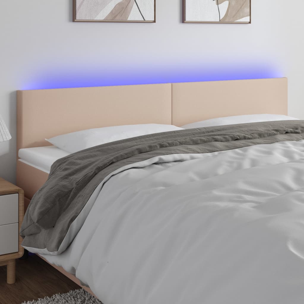Testiera Cappuccino a LED 180x5x78/88 cm in Similpelle