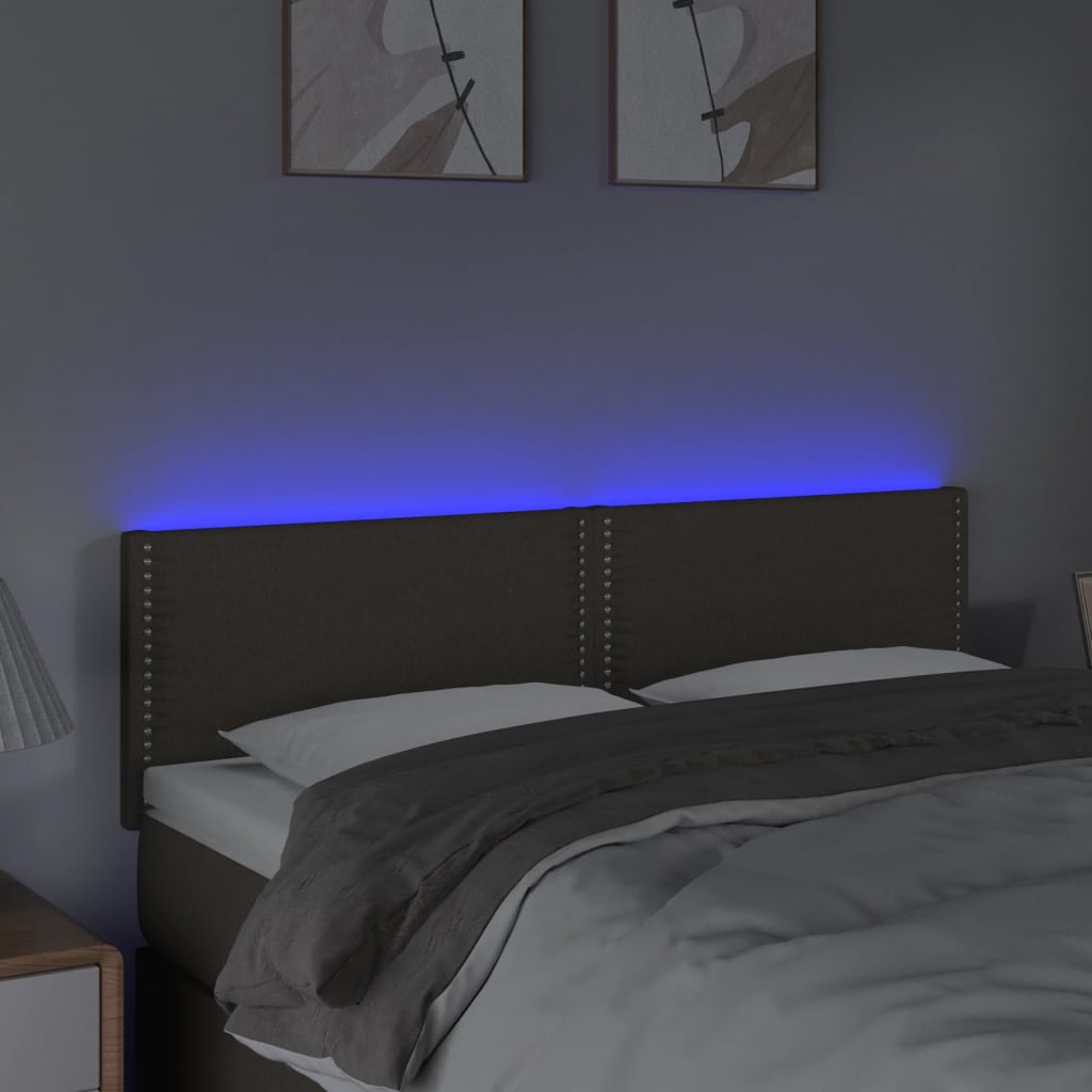 Testiera a LED Tortora 144x5x78/88 cm in Tessuto