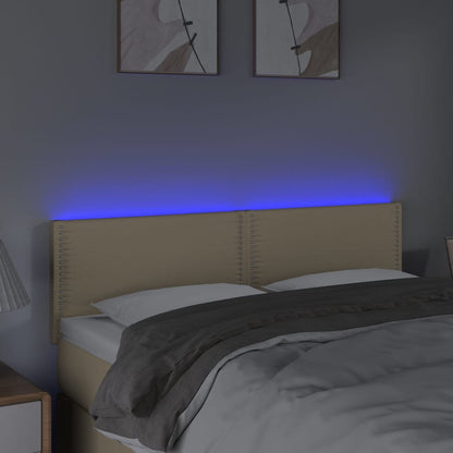 Testiera a LED Crema 144x5x78/88 cm in Tessuto