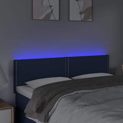 Testiera a LED Blu 144x5x78/88 cm in Tessuto
