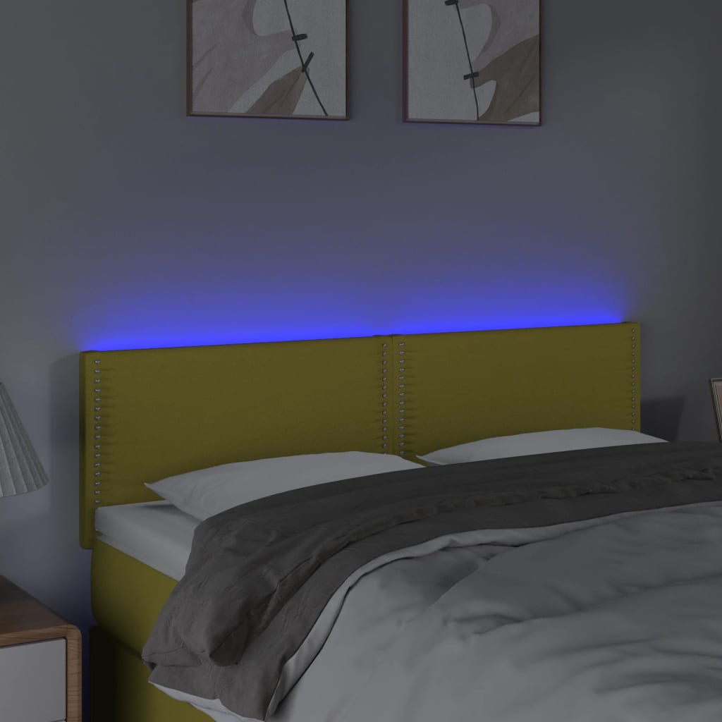 Testiera a LED Verde 144x5x78/88 cm in Tessuto