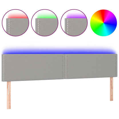 Testiera a LED Grigio Chiaro 160x5x78/88 cm in Tessuto