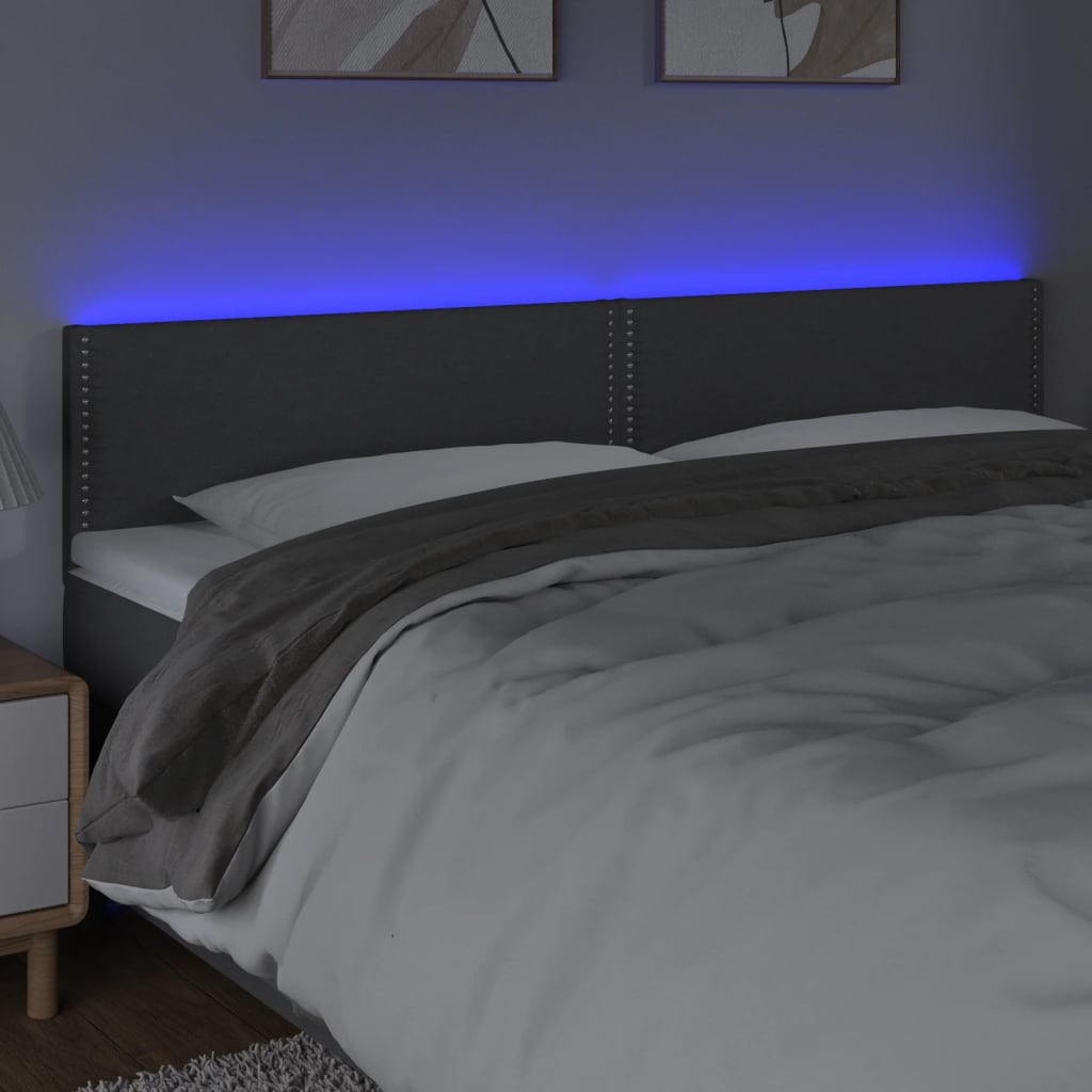 Testiera a LED Grigio Scuro 160x5x78/88 cm in Tessuto