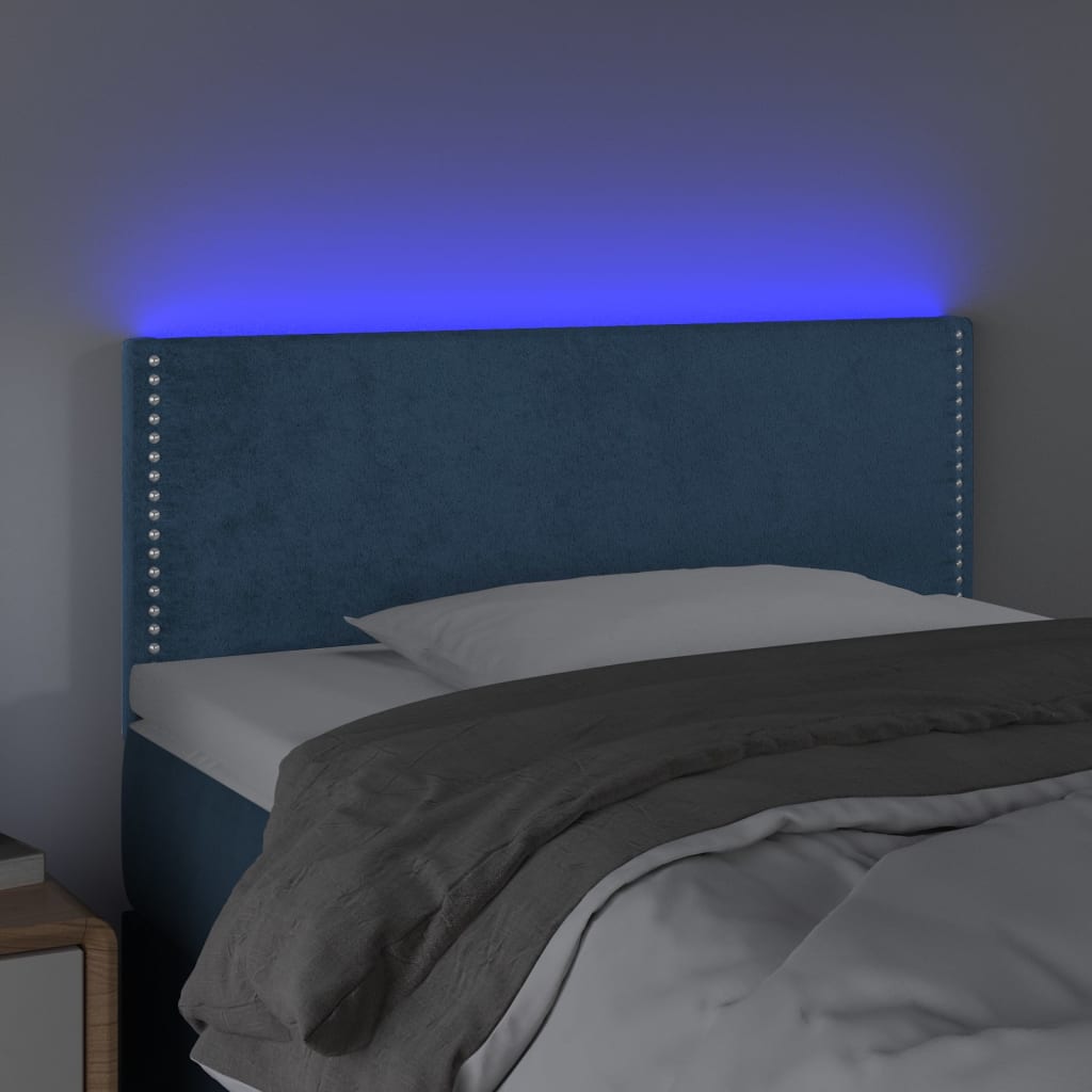 Testiera a LED Blu Scuro 100x5x78/88 cm in Velluto