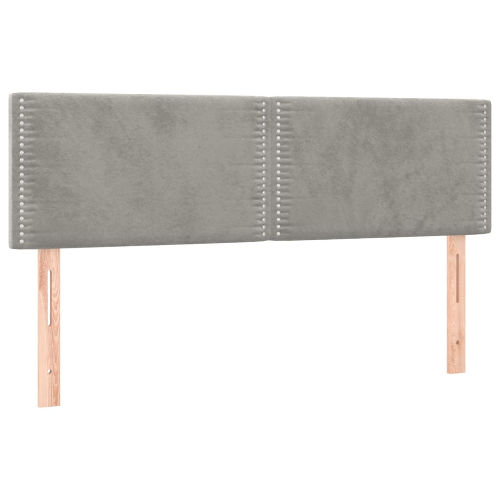 Testiera a LED Grigio Chiaro 144x5x78/88 cm in Velluto