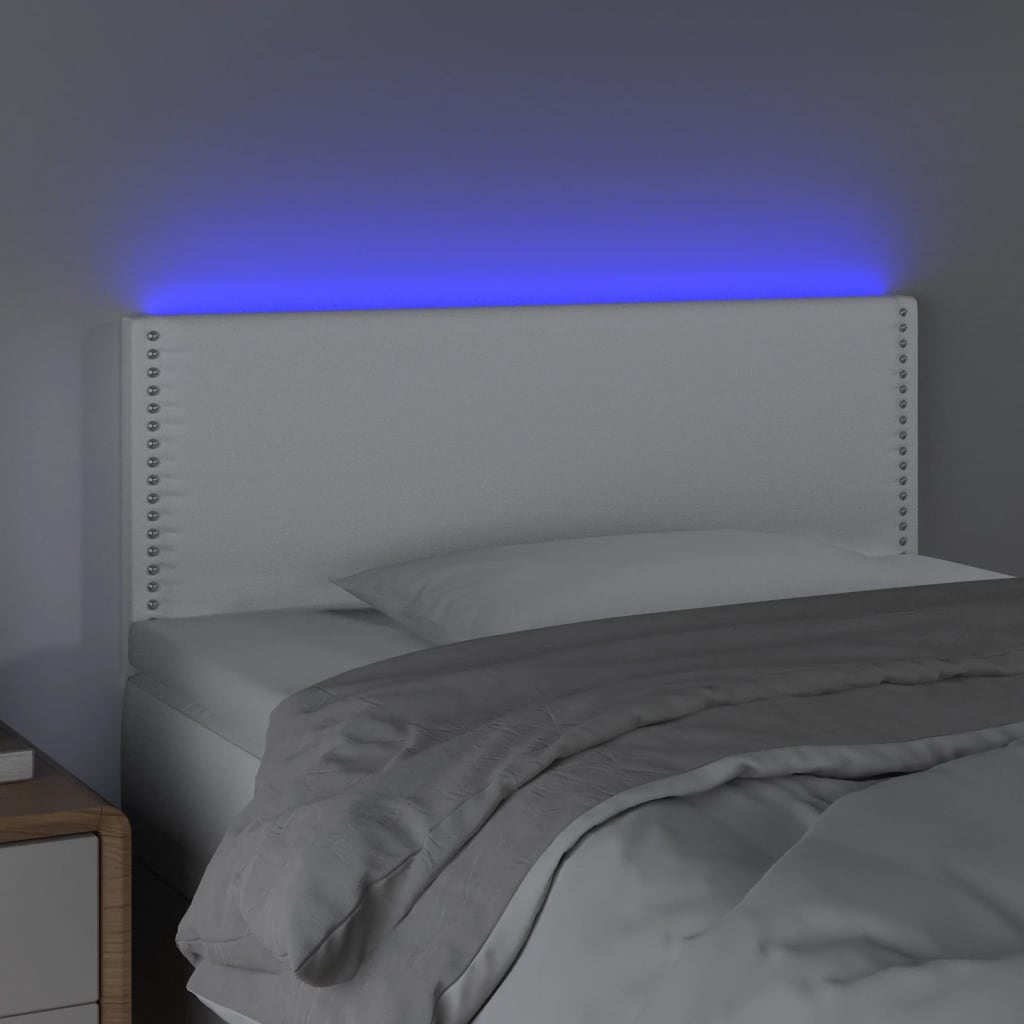 Testiera Bianca a LED 80x5x78/88 cm in Similpelle